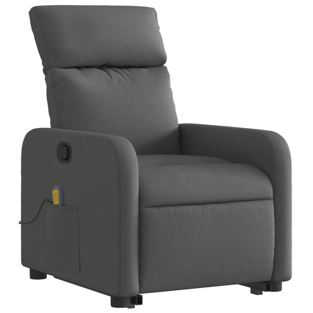 Fauteuil de massage inclinable Gris foncé Tissu Fauteuils vidaXL   