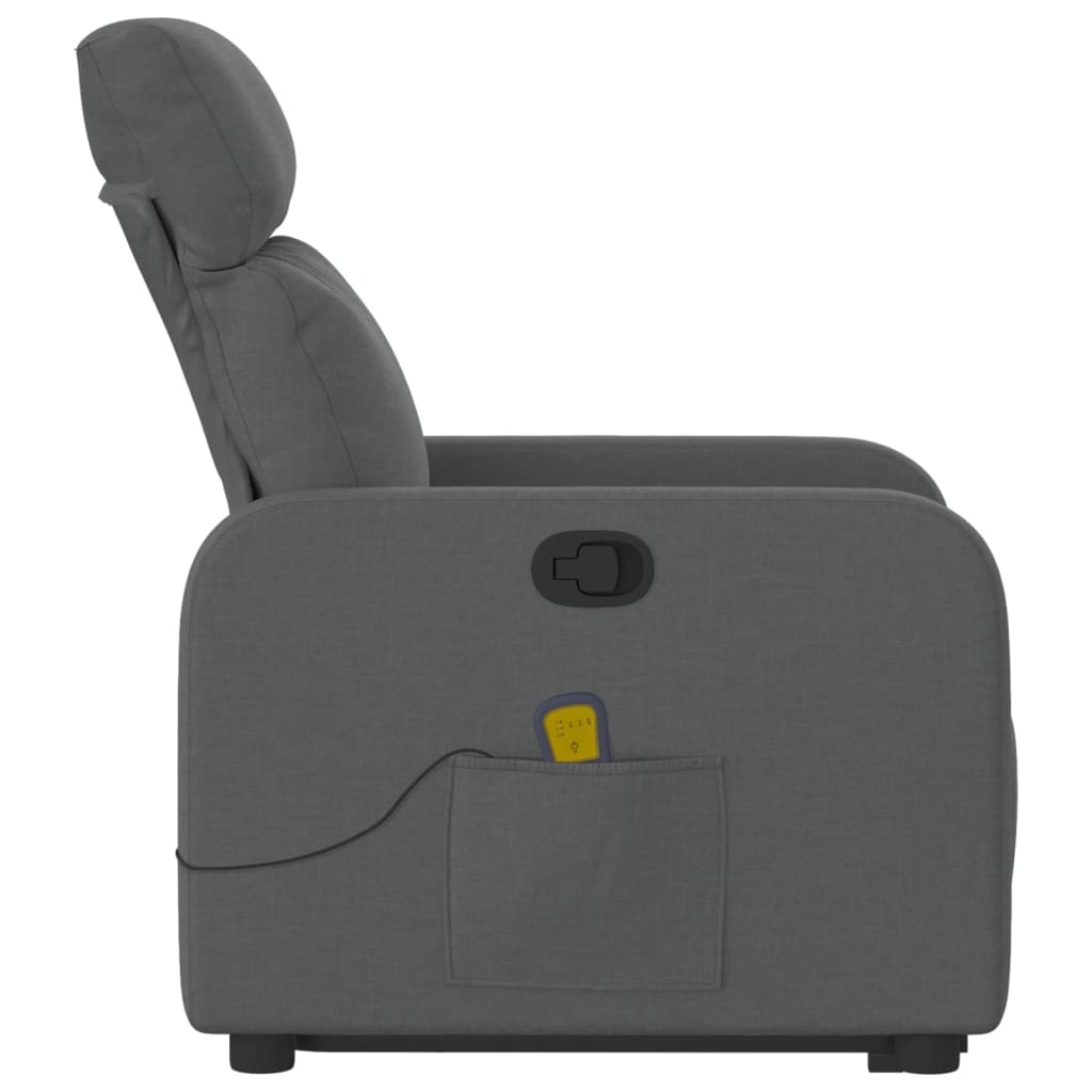 Fauteuil de massage inclinable Gris foncé Tissu Fauteuils vidaXL   