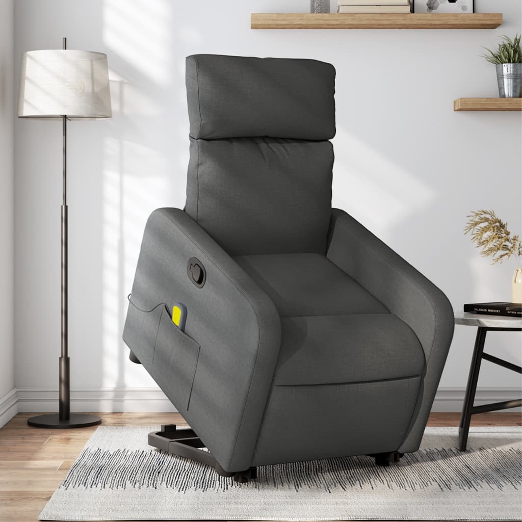 Fauteuil de massage inclinable Gris foncé Tissu Fauteuils vidaXL   