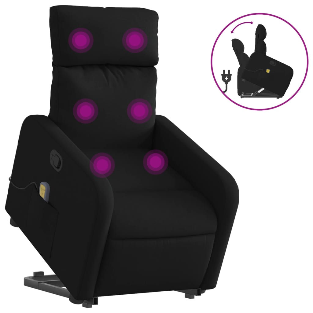 Fauteuil de massage inclinable Noir Tissu Fauteuils vidaXL   