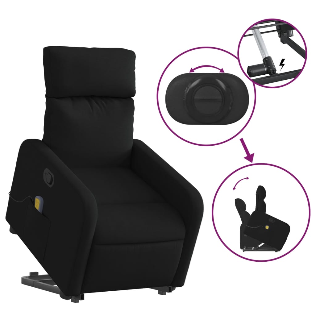 Fauteuil de massage inclinable Noir Tissu Fauteuils vidaXL   