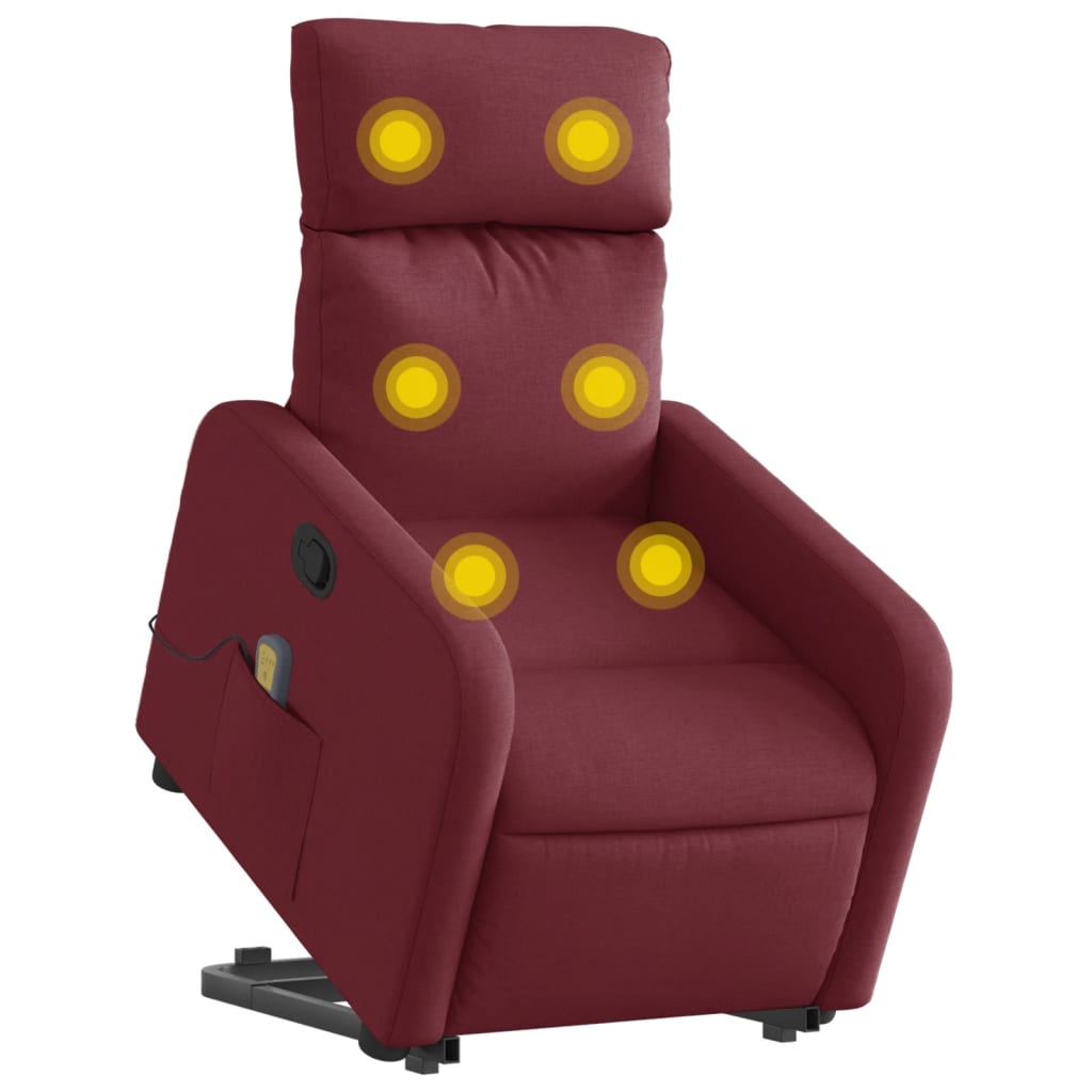 Fauteuil inclinable de massage Rouge bordeaux Tissu Fauteuils vidaXL   