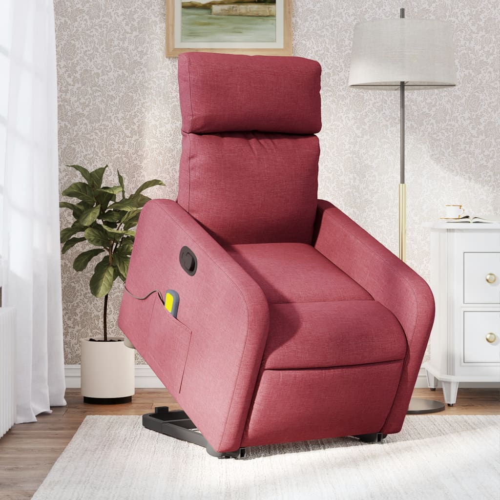 Fauteuil inclinable de massage Rouge bordeaux Tissu Fauteuils vidaXL   