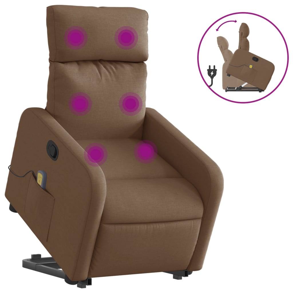 Fauteuil de massage inclinable Marron Tissu Fauteuils vidaXL   