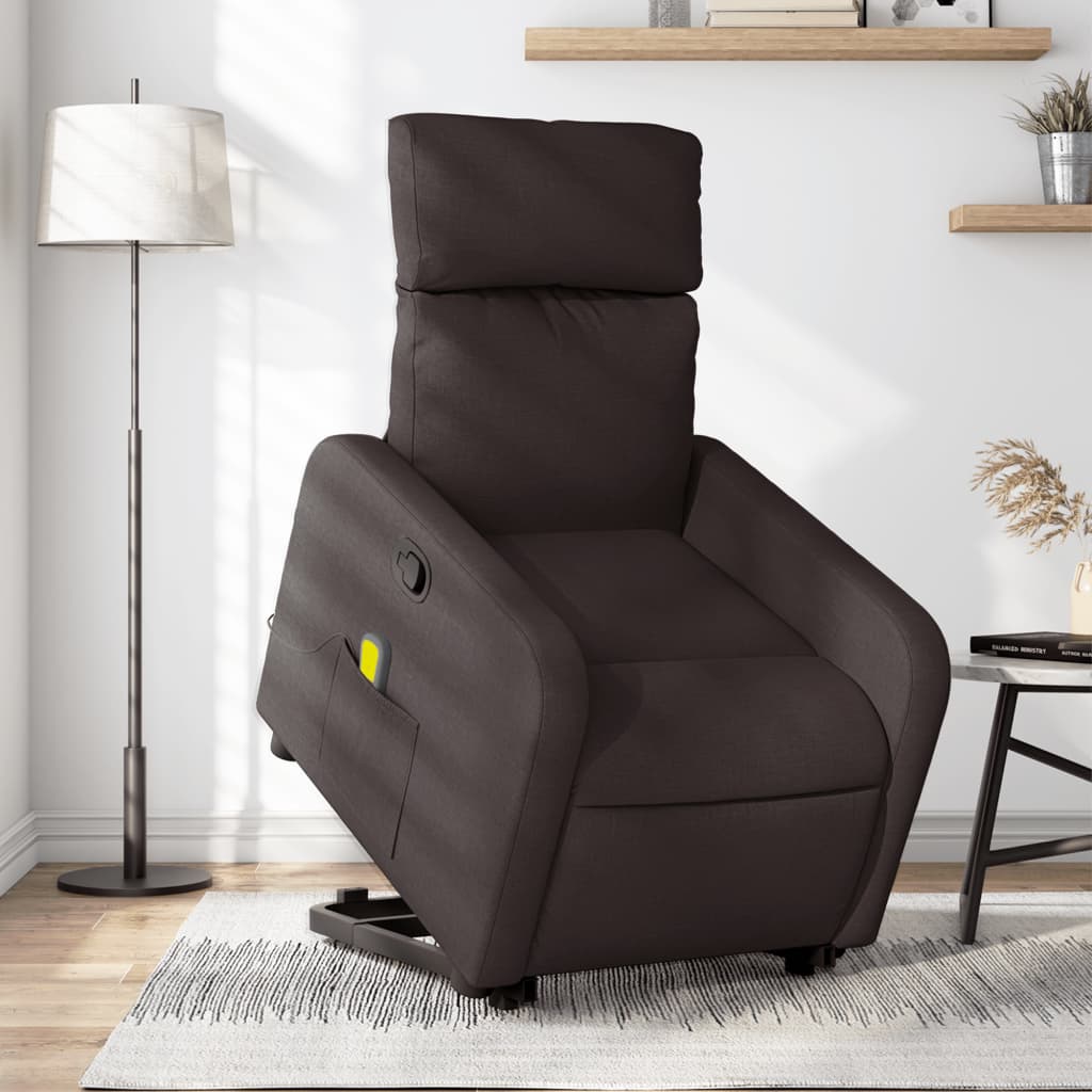 Fauteuil inclinable de massage Marron foncé Tissu Fauteuils vidaXL   