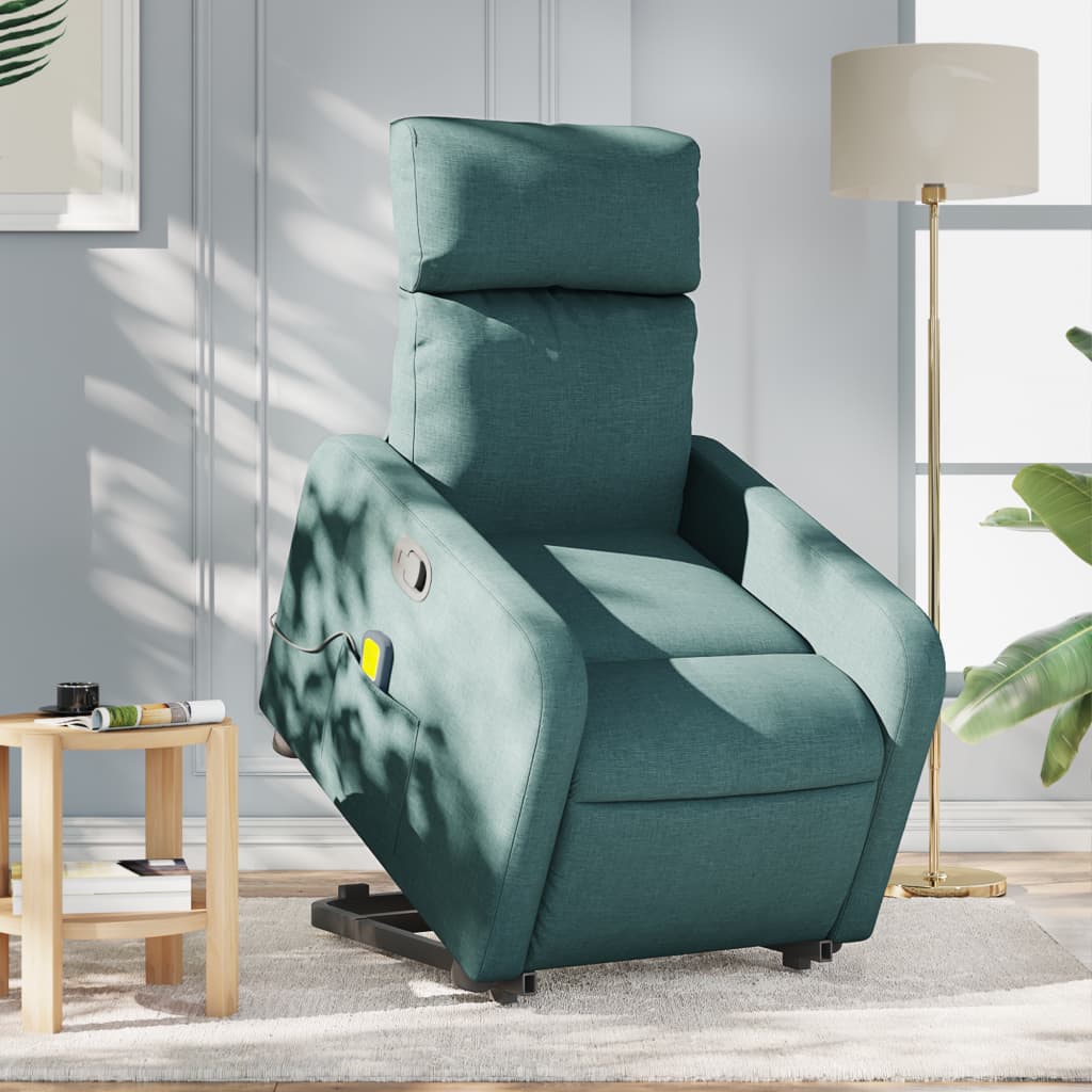 Fauteuil inclinable de massage Vert foncé Tissu Fauteuils vidaXL   