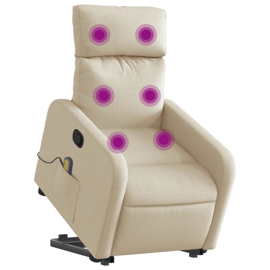 Fauteuil inclinable de massage Crème Tissu Fauteuils vidaXL   