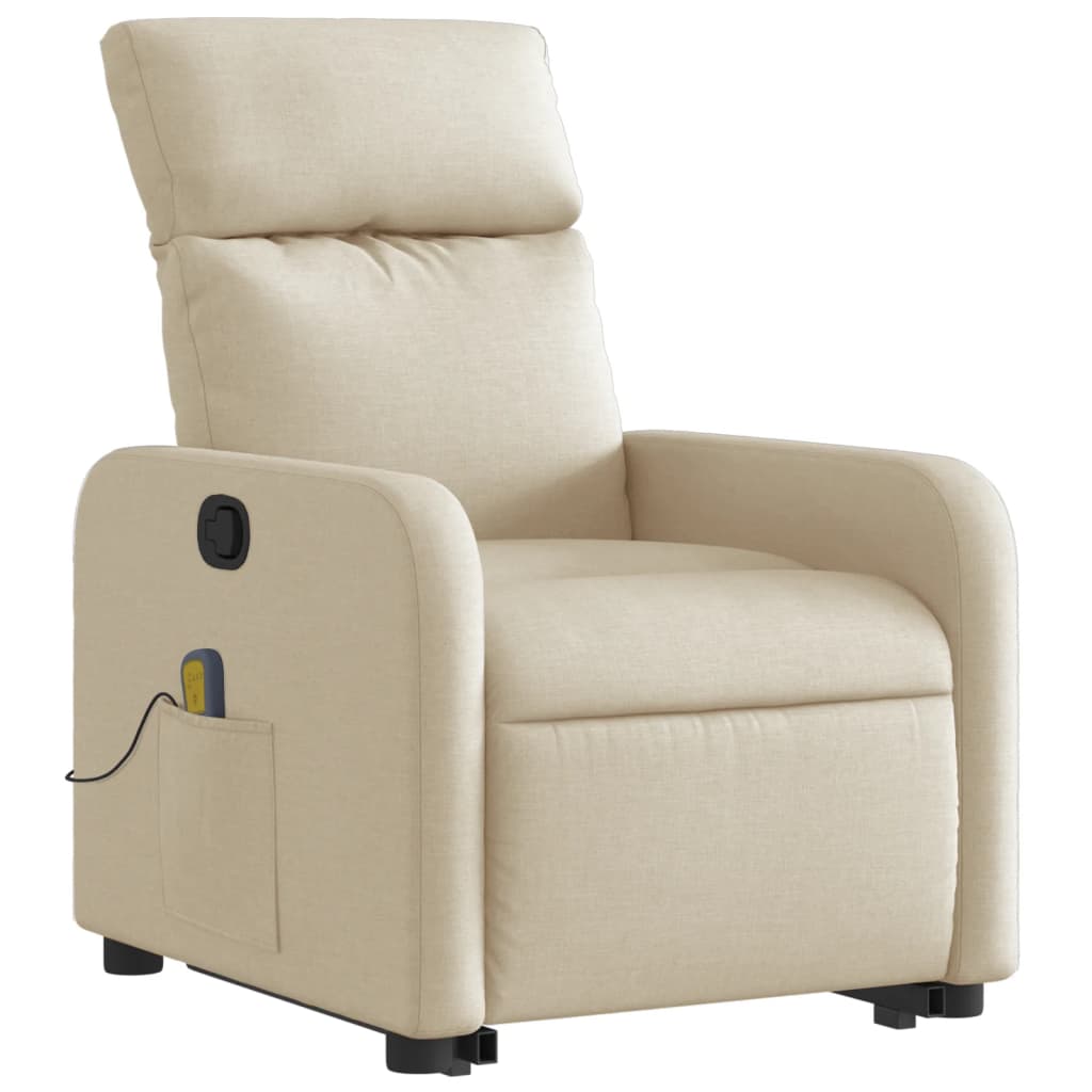 Fauteuil inclinable de massage Crème Tissu Fauteuils vidaXL   