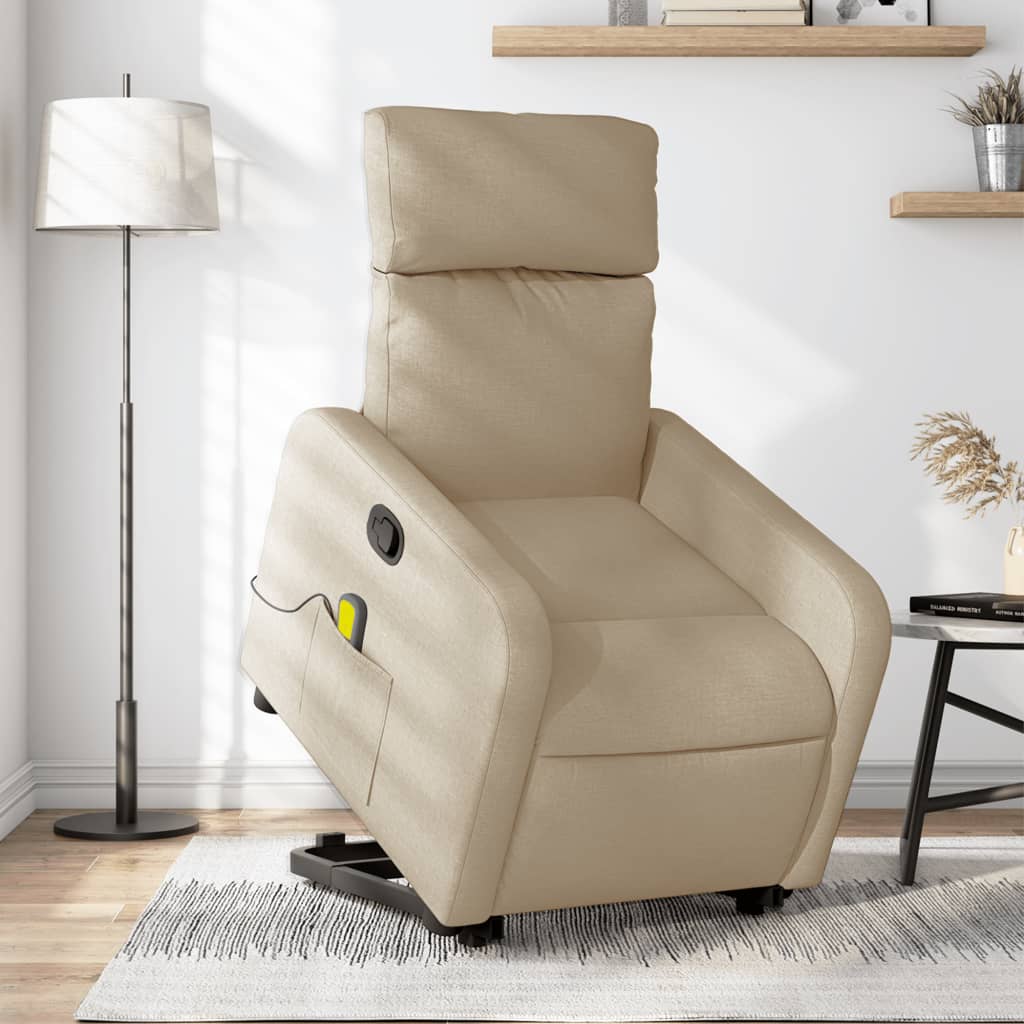 Fauteuil inclinable de massage Crème Tissu Fauteuils vidaXL   