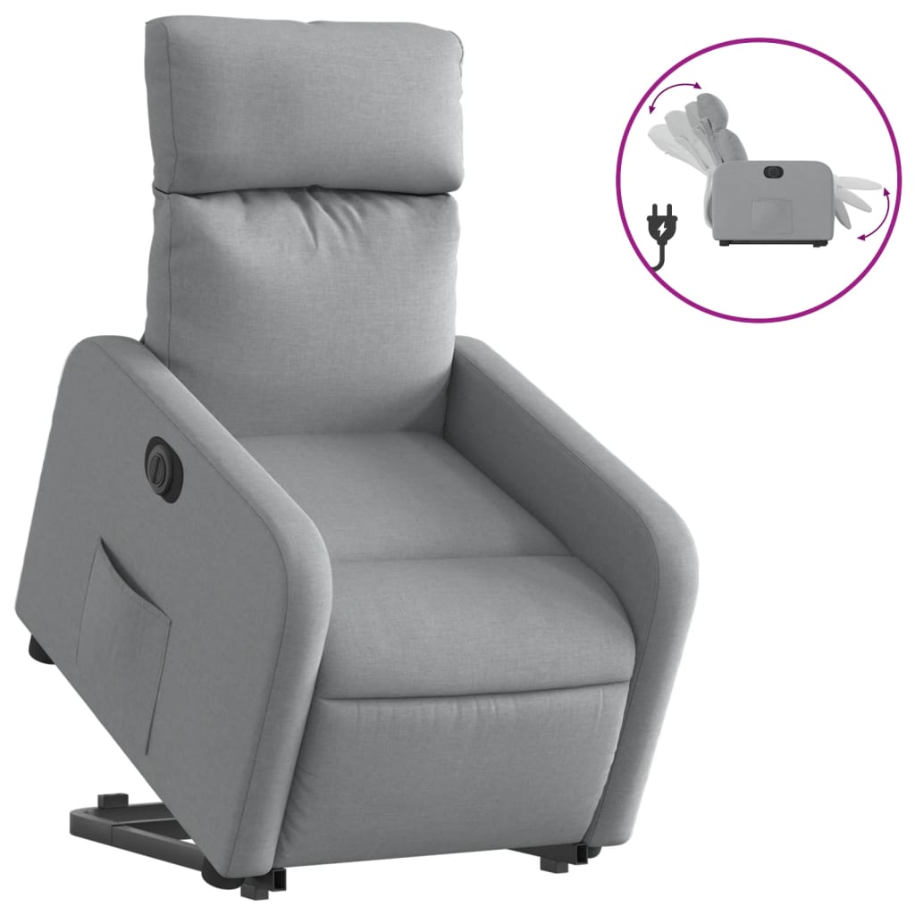 Fauteuil inclinable électrique gris clair tissu Fauteuils vidaXL   