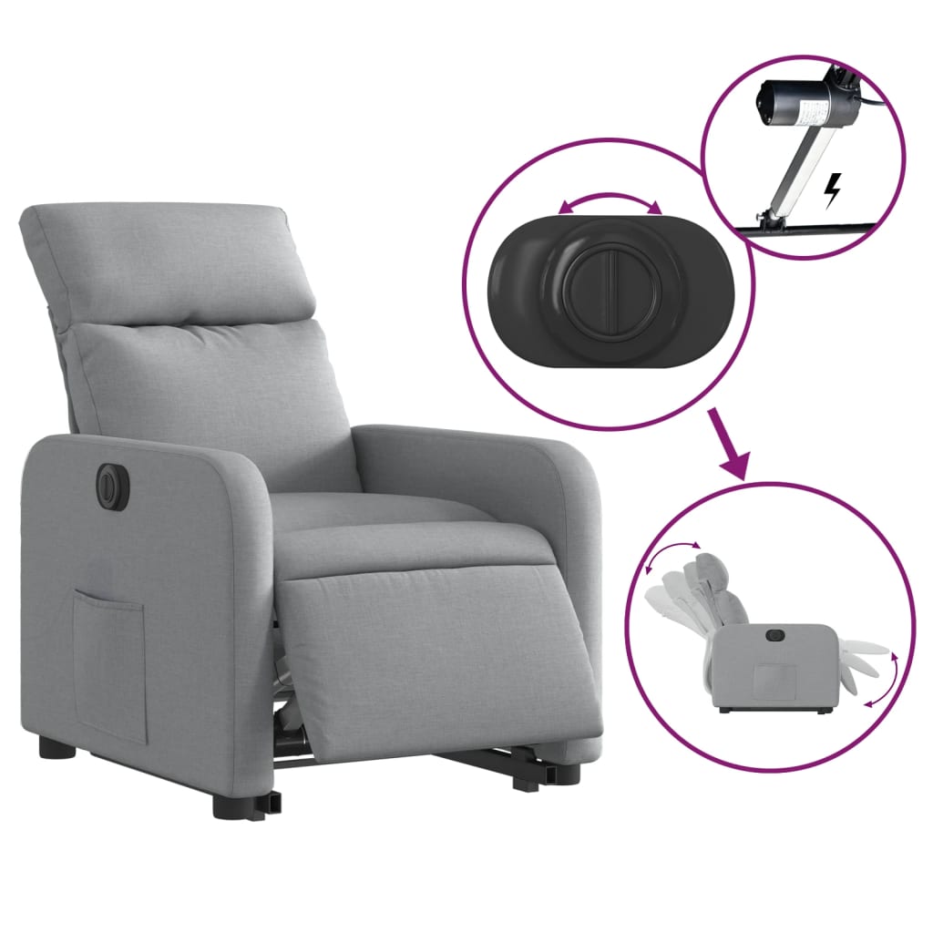 Fauteuil inclinable électrique gris clair tissu Fauteuils vidaXL   