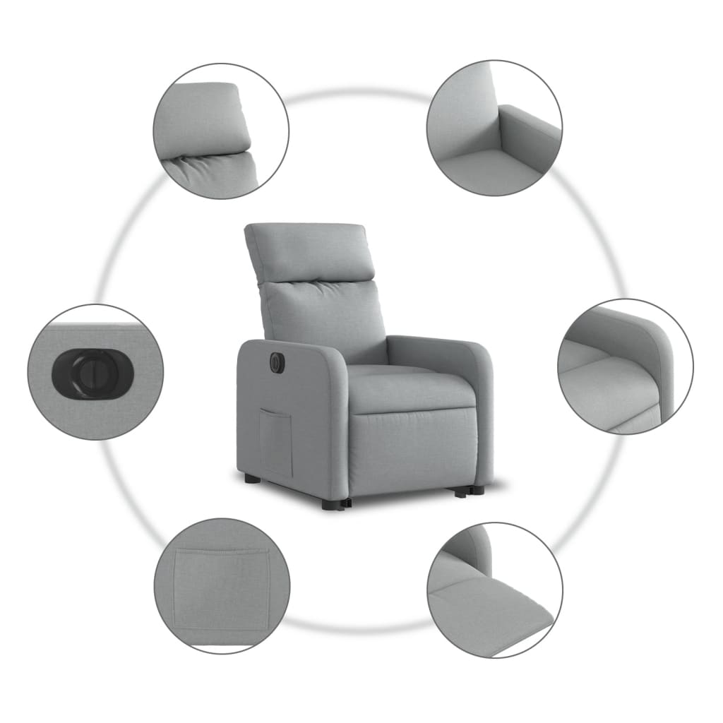 Fauteuil inclinable électrique gris clair tissu Fauteuils vidaXL   