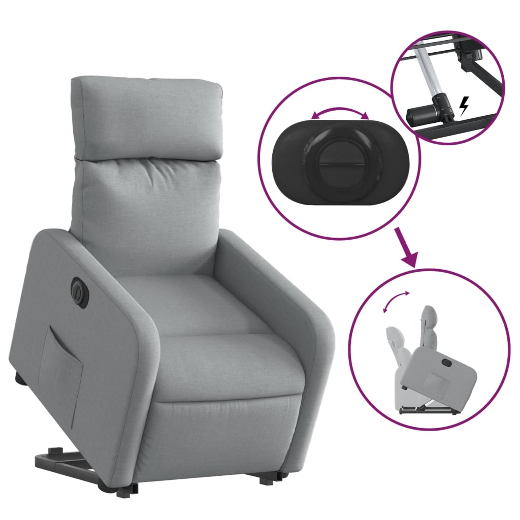 Fauteuil inclinable électrique gris clair tissu Fauteuils vidaXL   