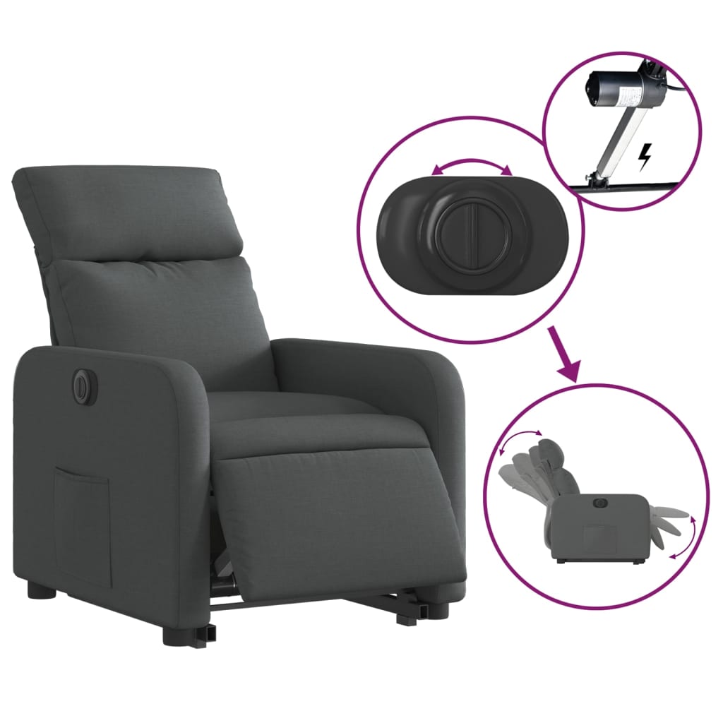 Fauteuil inclinable électrique gris foncé tissu Fauteuils vidaXL   