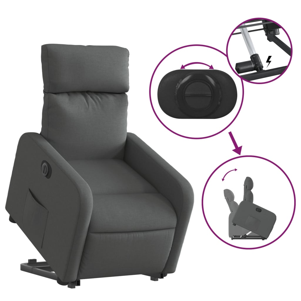 Fauteuil inclinable électrique gris foncé tissu Fauteuils vidaXL   