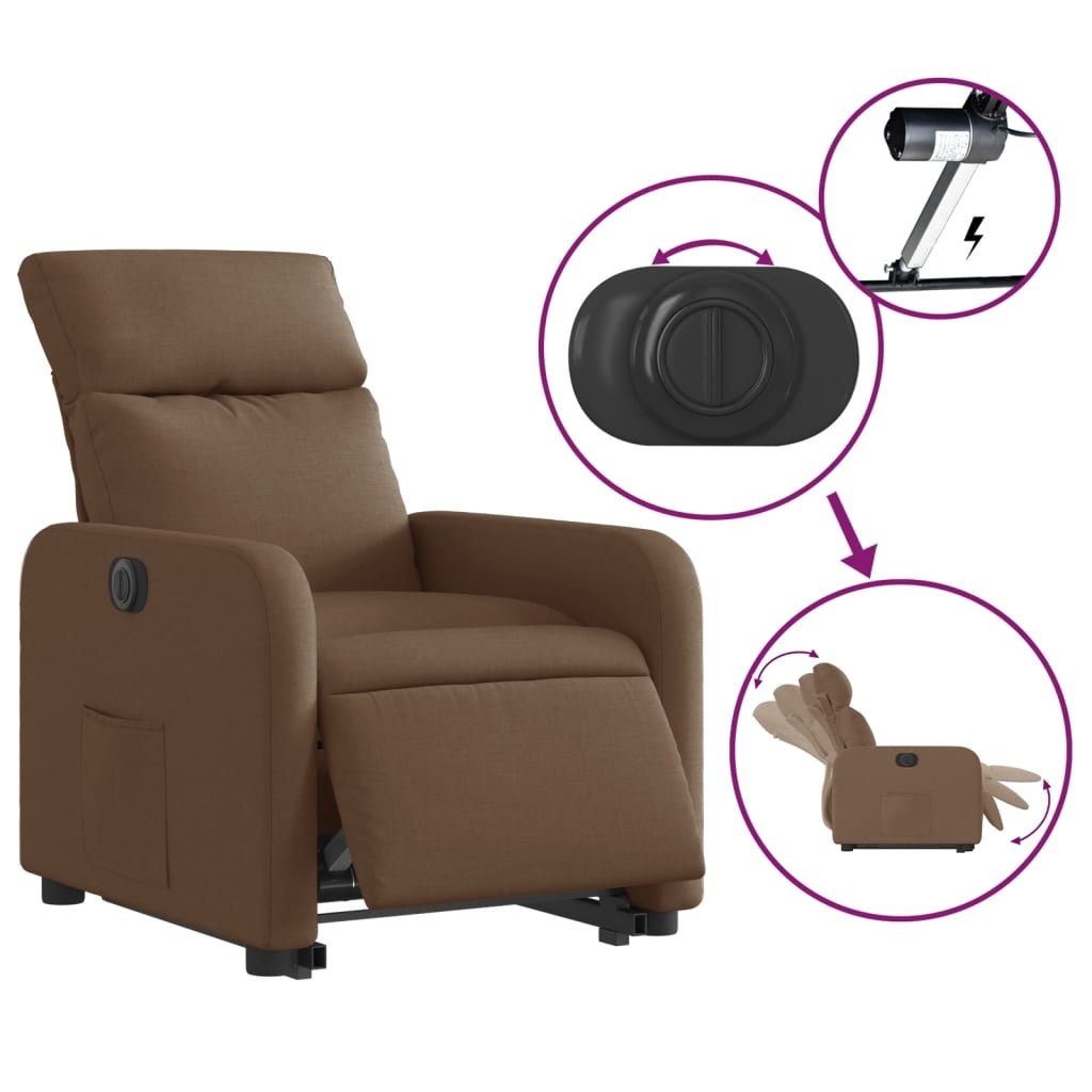 Fauteuil inclinable électrique marron tissu Fauteuils vidaXL   