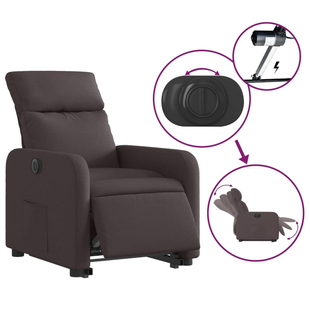 Fauteuil inclinable électrique marron foncé tissu Fauteuils vidaXL   