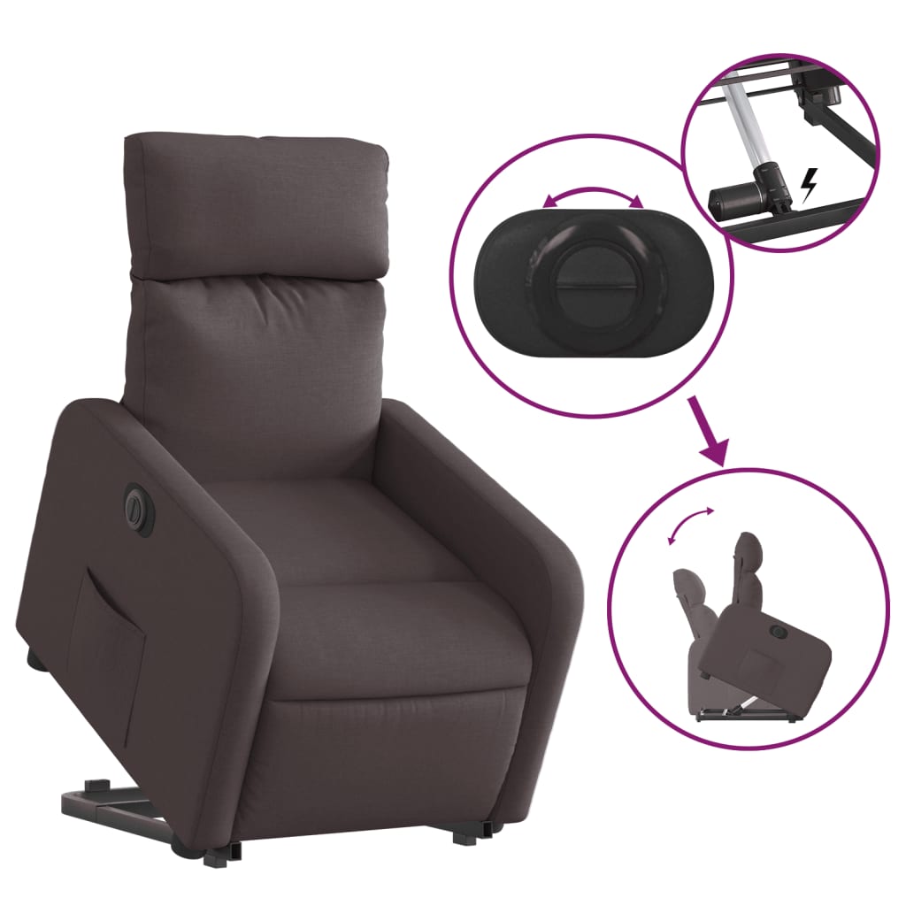 Fauteuil inclinable électrique marron foncé tissu Fauteuils vidaXL   