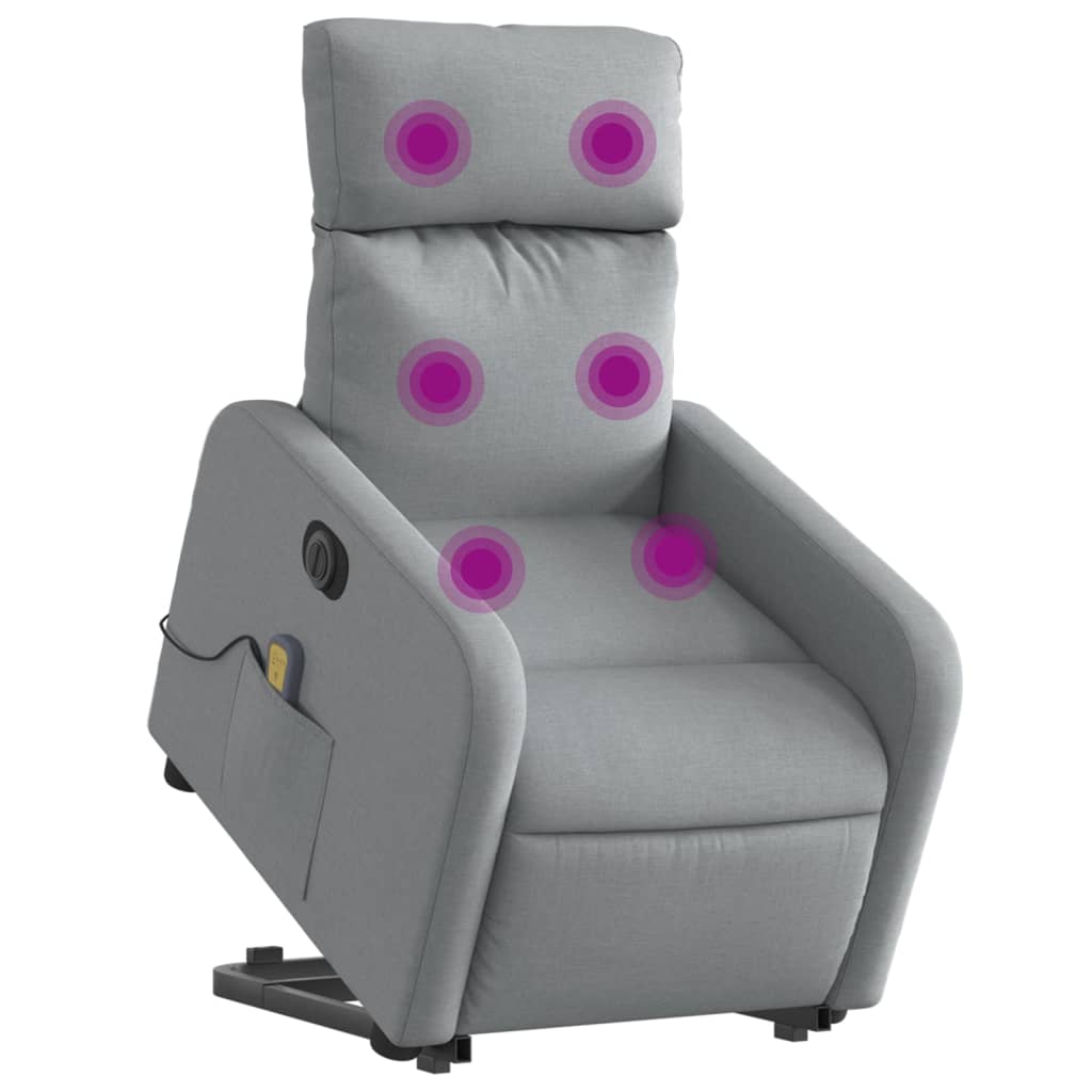 Fauteuil inclinable de massage électrique Gris clair Tissu Fauteuils vidaXL   