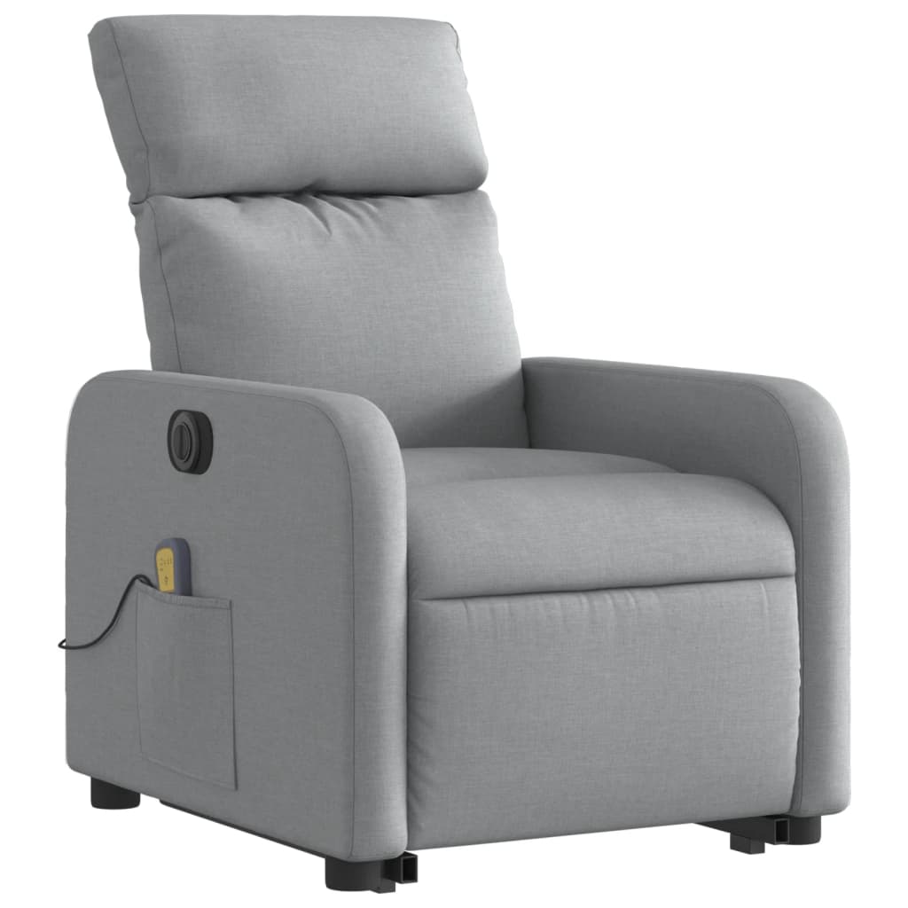 Fauteuil inclinable de massage électrique Gris clair Tissu Fauteuils vidaXL   