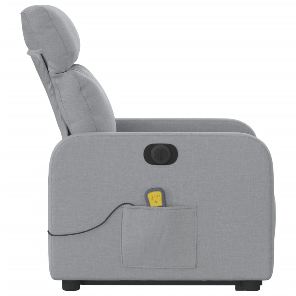 Fauteuil inclinable de massage électrique Gris clair Tissu Fauteuils vidaXL   