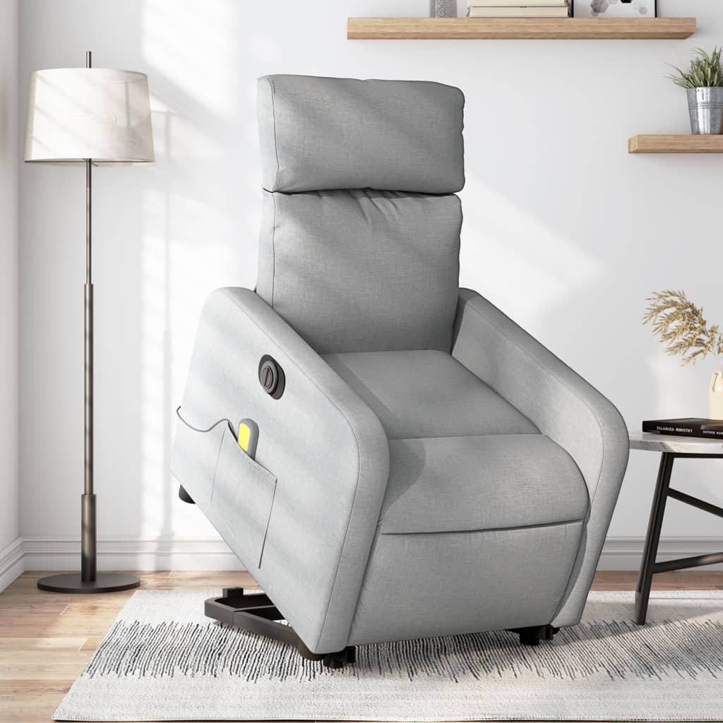 Fauteuil inclinable de massage électrique Gris clair Tissu Fauteuils vidaXL   