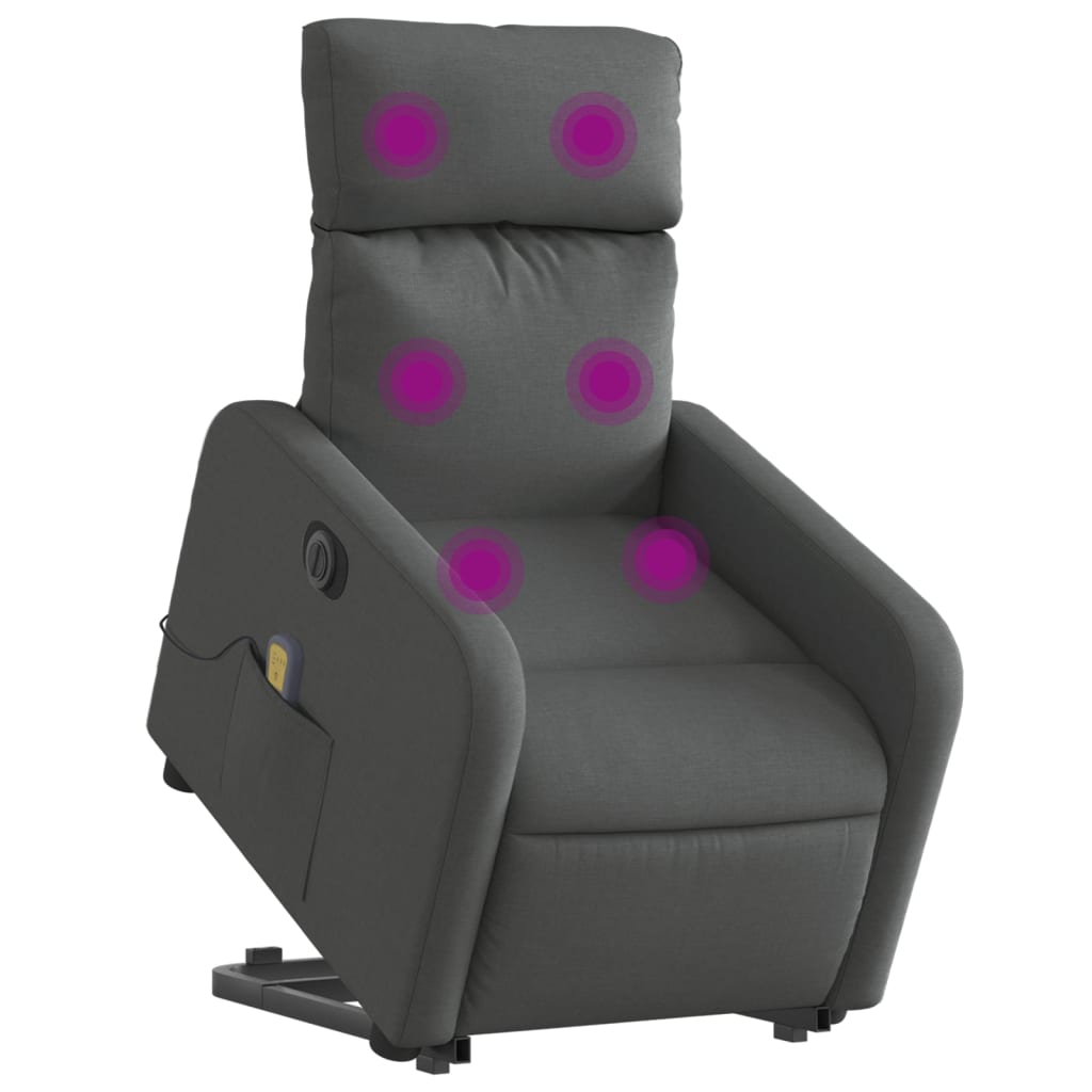 Fauteuil inclinable de massage électrique Gris foncé Tissu Fauteuils vidaXL   