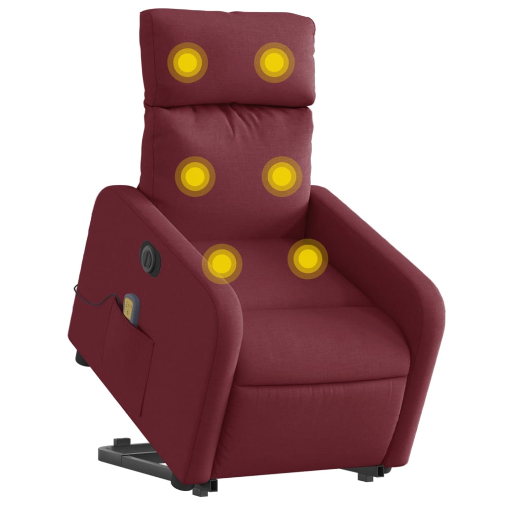 Fauteuil inclinable de massage électrique Rouge bordeaux Tissu Fauteuils vidaXL   