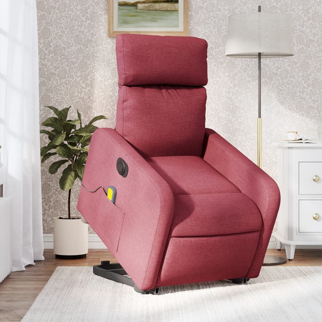 Fauteuil inclinable de massage électrique Rouge bordeaux Tissu Fauteuils vidaXL   