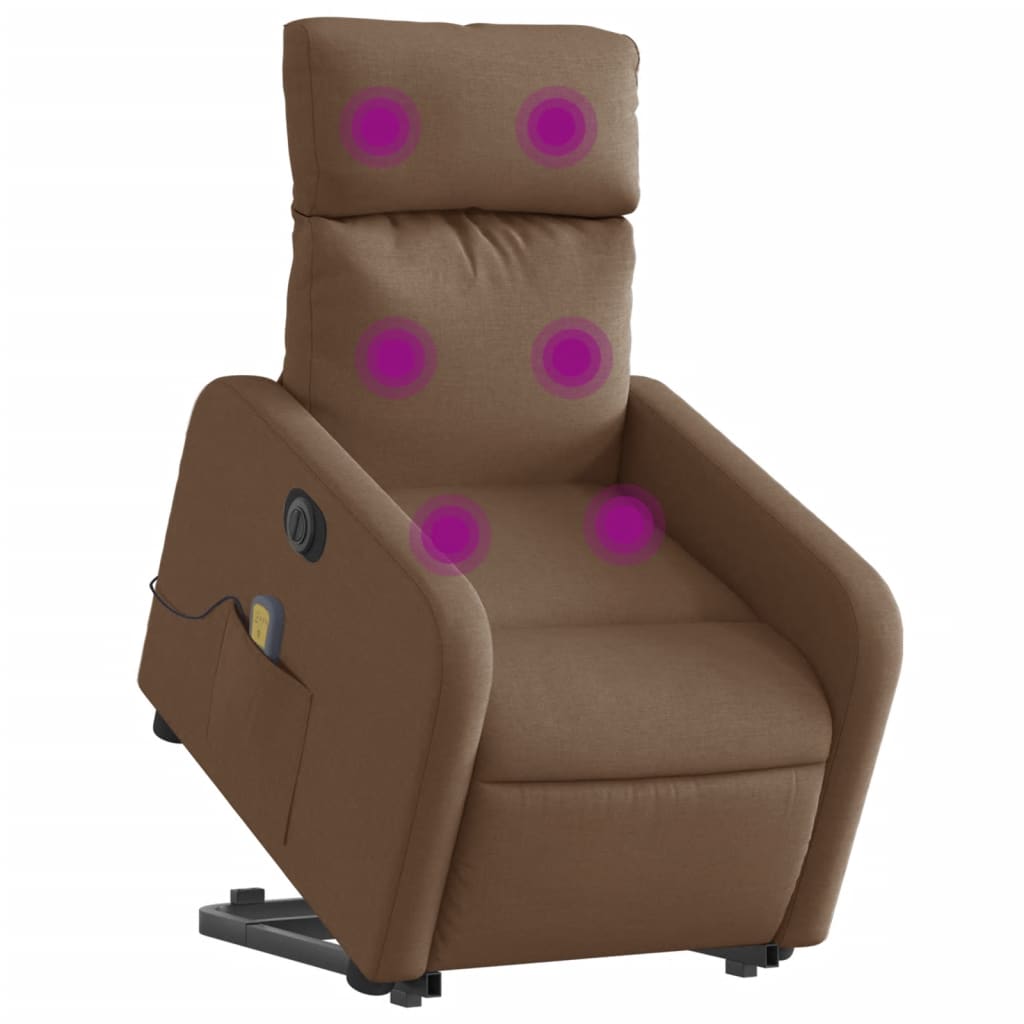 Fauteuil inclinable de massage électrique Marron Tissu Fauteuils vidaXL   