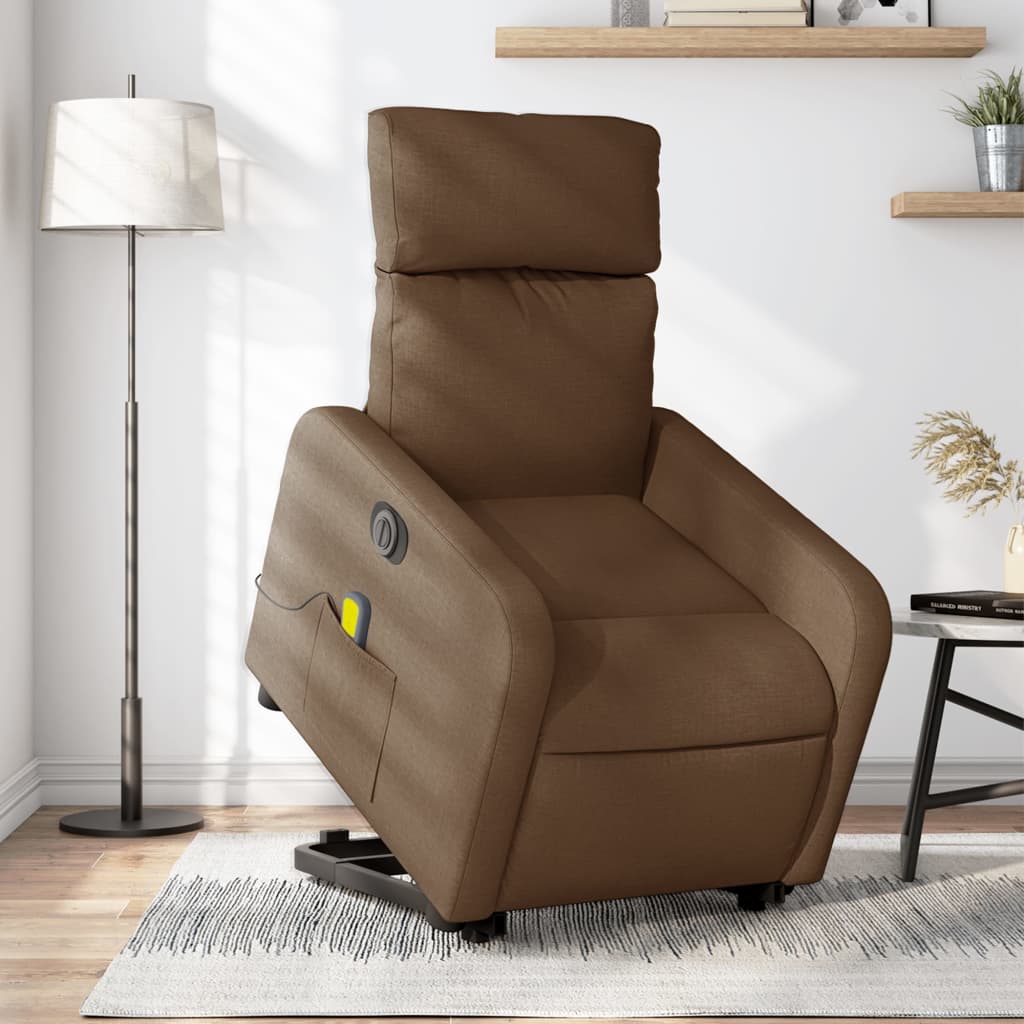 Fauteuil inclinable de massage électrique Marron Tissu Fauteuils vidaXL   