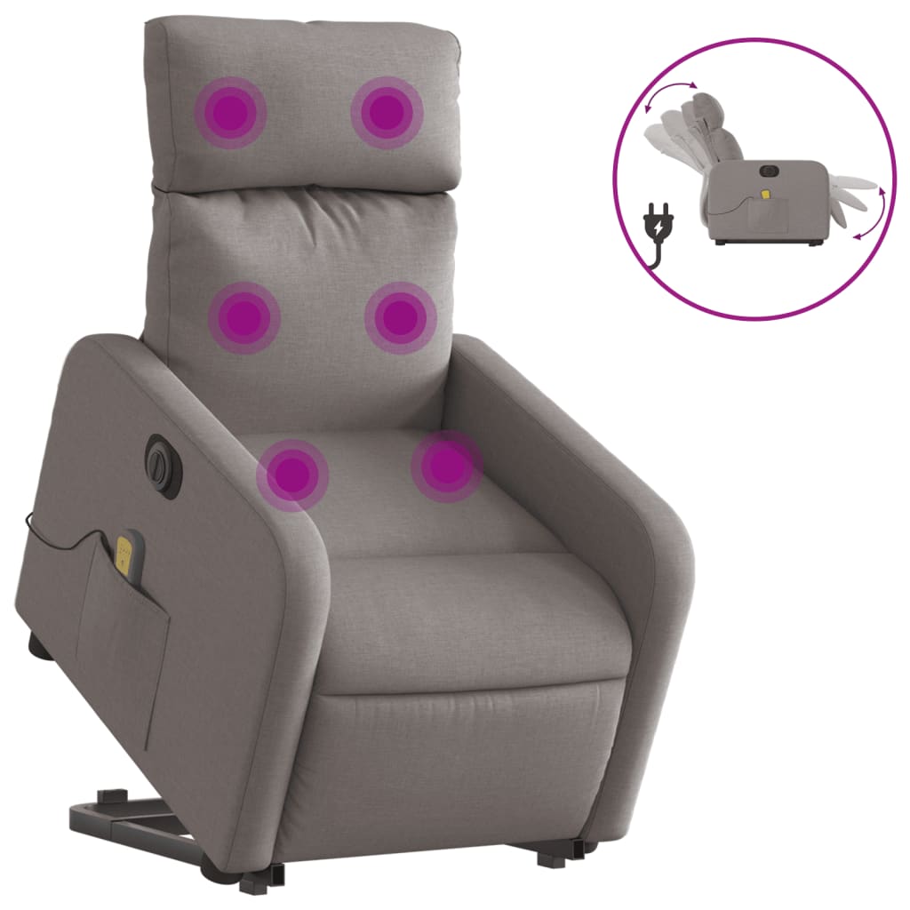 Fauteuil inclinable de massage électrique Taupe Tissu Fauteuils vidaXL   