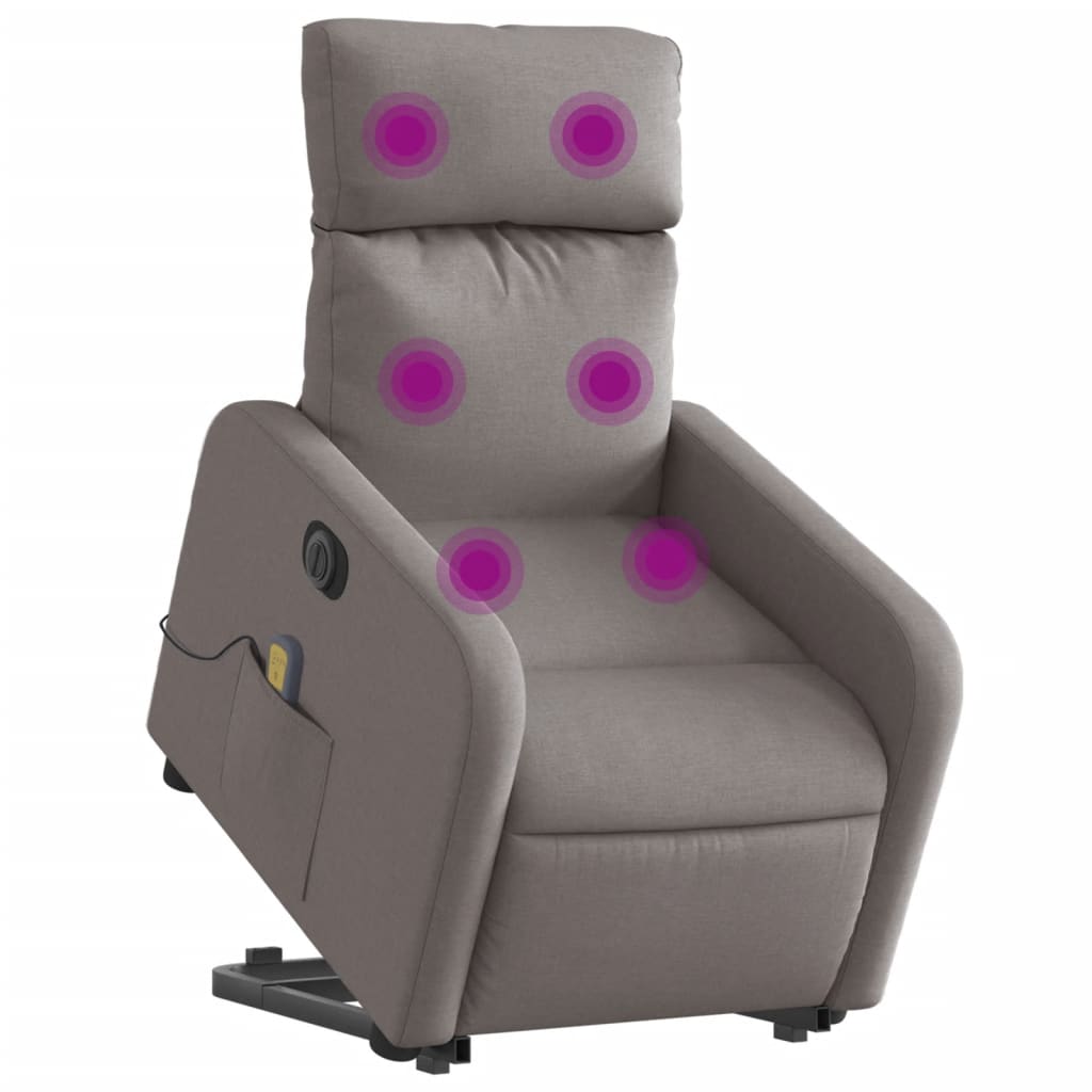 Fauteuil inclinable de massage électrique Taupe Tissu Fauteuils vidaXL   