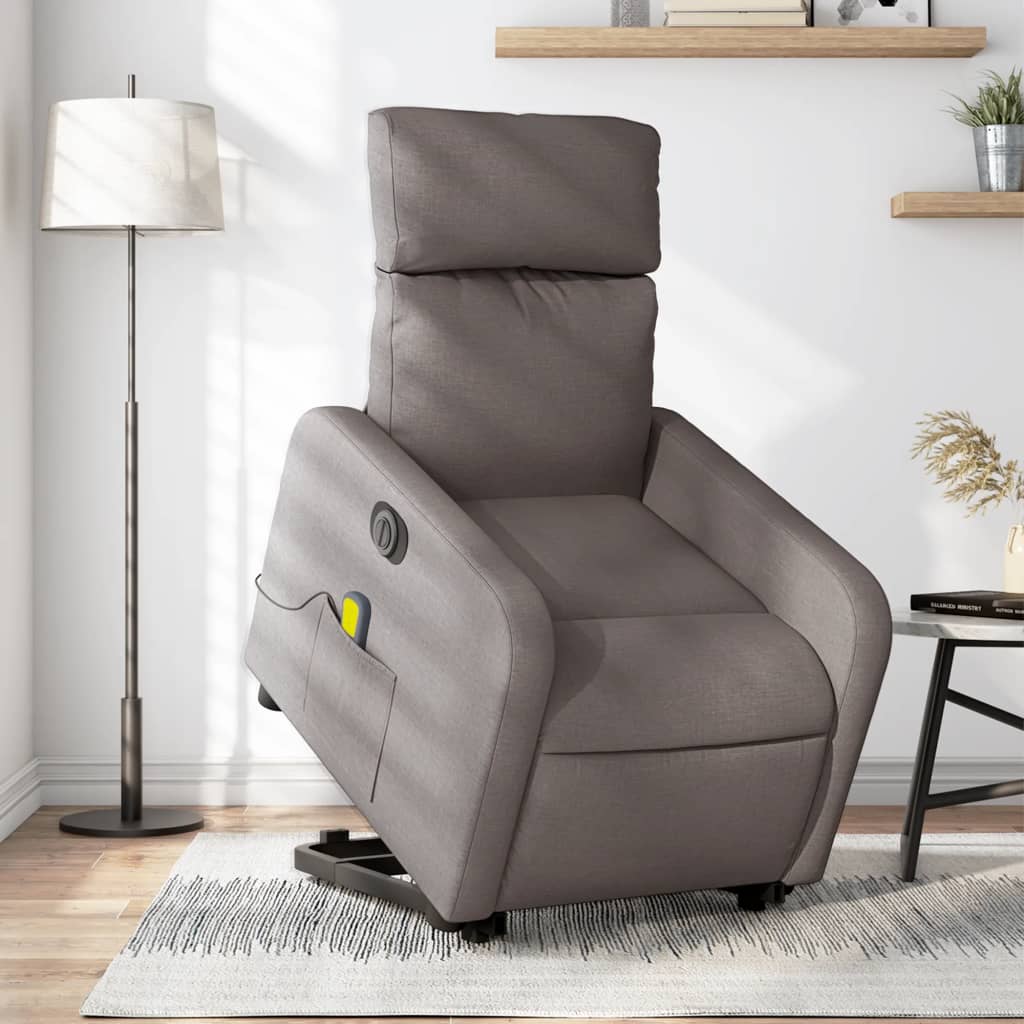 Fauteuil inclinable de massage électrique Taupe Tissu Fauteuils vidaXL   