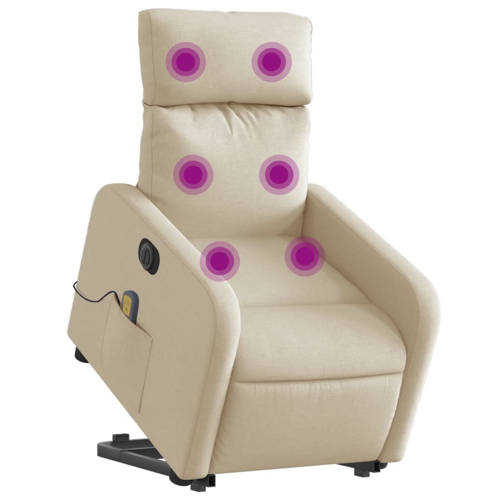 Fauteuil inclinable de massage électrique Crème Tissu Fauteuils vidaXL   