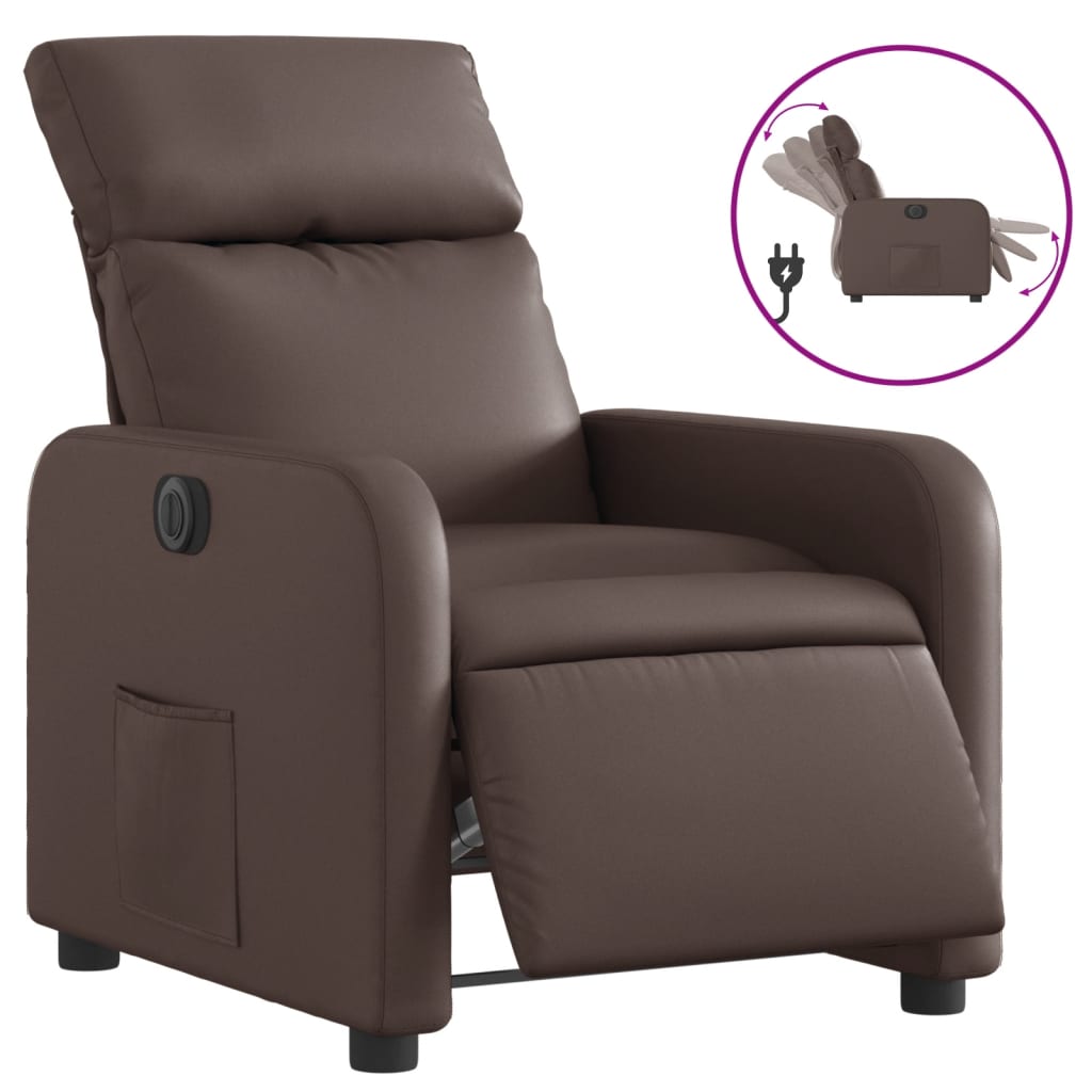 Fauteuil inclinable électrique Marron Similicuir Fauteuils vidaXL   