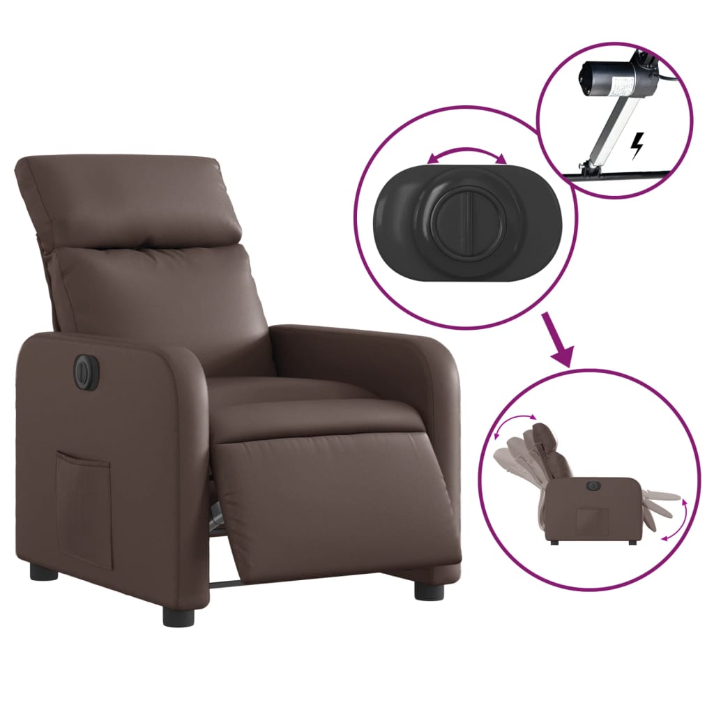 Fauteuil inclinable électrique Marron Similicuir Fauteuils vidaXL   