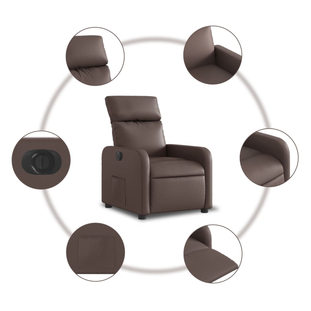 Fauteuil inclinable électrique Marron Similicuir Fauteuils vidaXL   