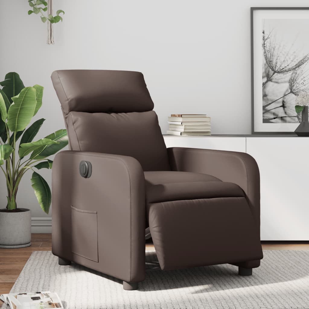 Fauteuil inclinable électrique Marron Similicuir Fauteuils vidaXL   