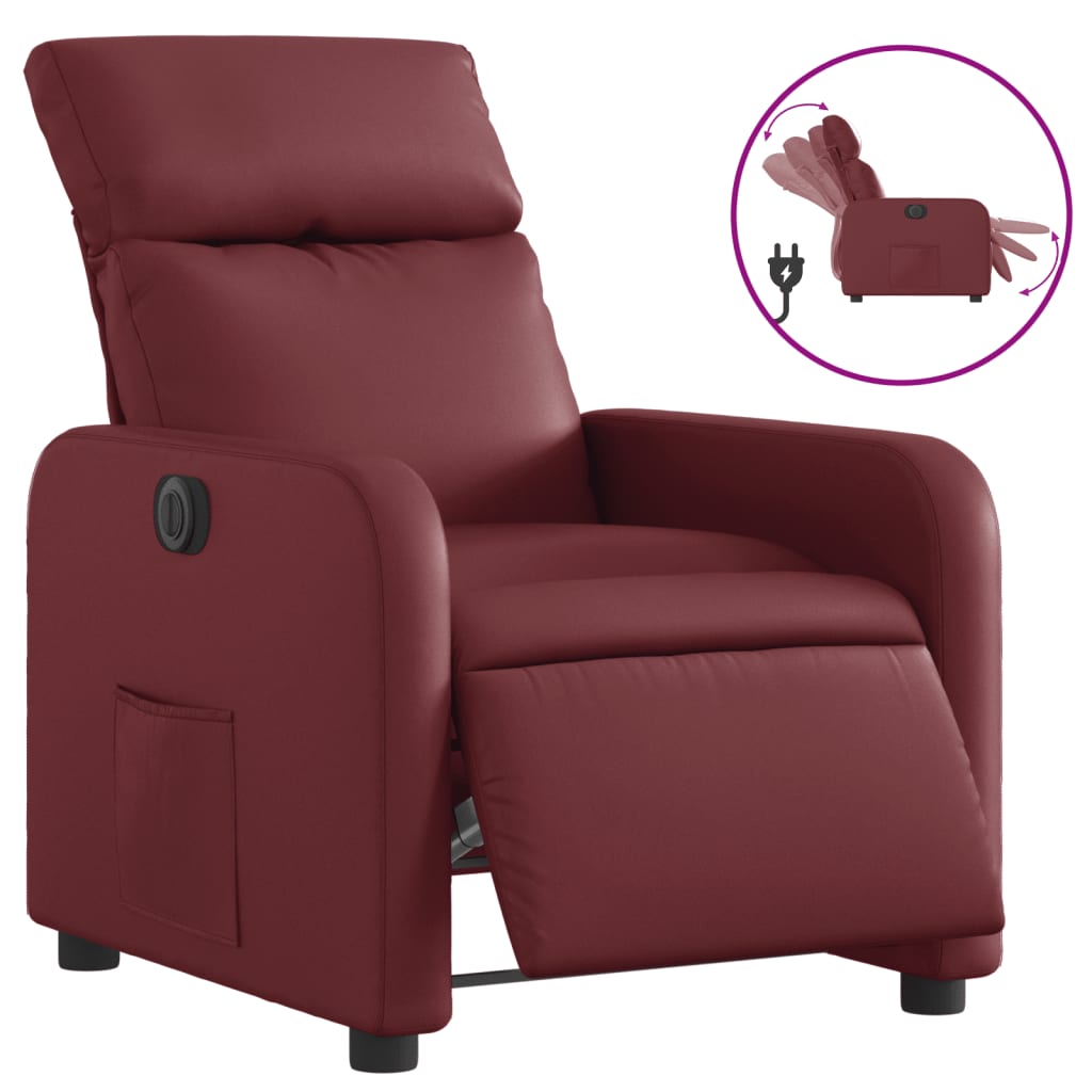 Fauteuil inclinable électrique Rouge bordeaux Similicuir Fauteuils vidaXL   