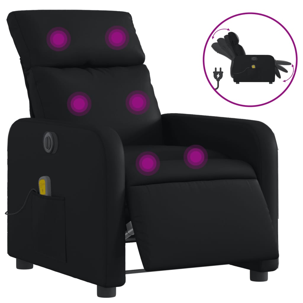 Fauteuil de massage inclinable électrique noir similicuir Fauteuils vidaXL   