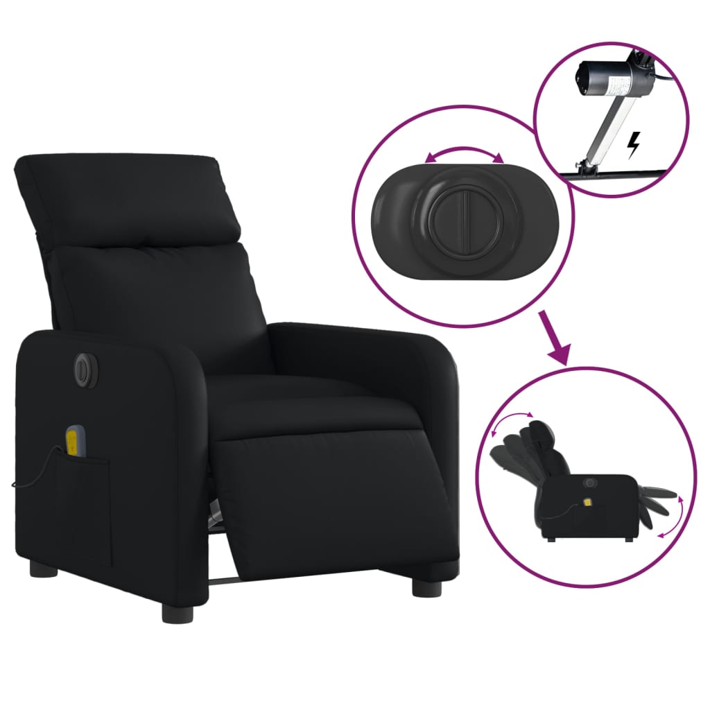 Fauteuil de massage inclinable électrique noir similicuir Fauteuils vidaXL   