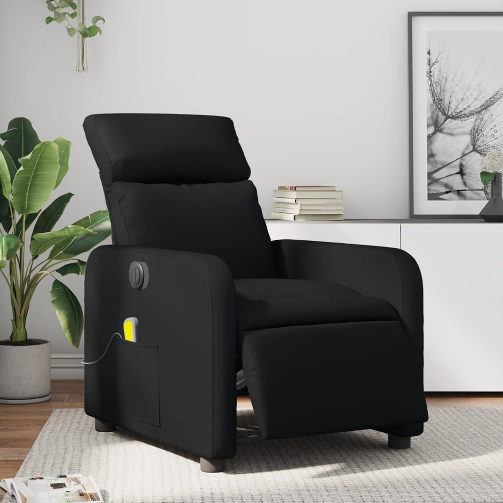 Fauteuil de massage inclinable électrique noir similicuir Fauteuils vidaXL   