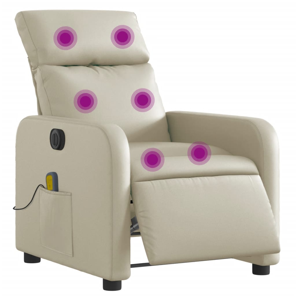 Fauteuil de massage inclinable électrique crème similicuir Fauteuils vidaXL   