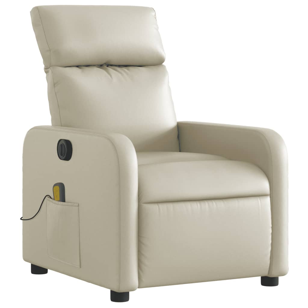 Fauteuil de massage inclinable électrique crème similicuir Fauteuils vidaXL   