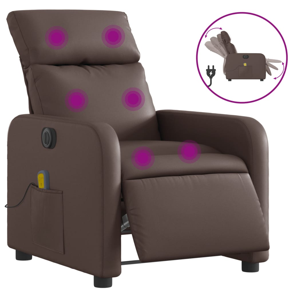 Fauteuil de massage inclinable électrique marron similicuir Fauteuils vidaXL   