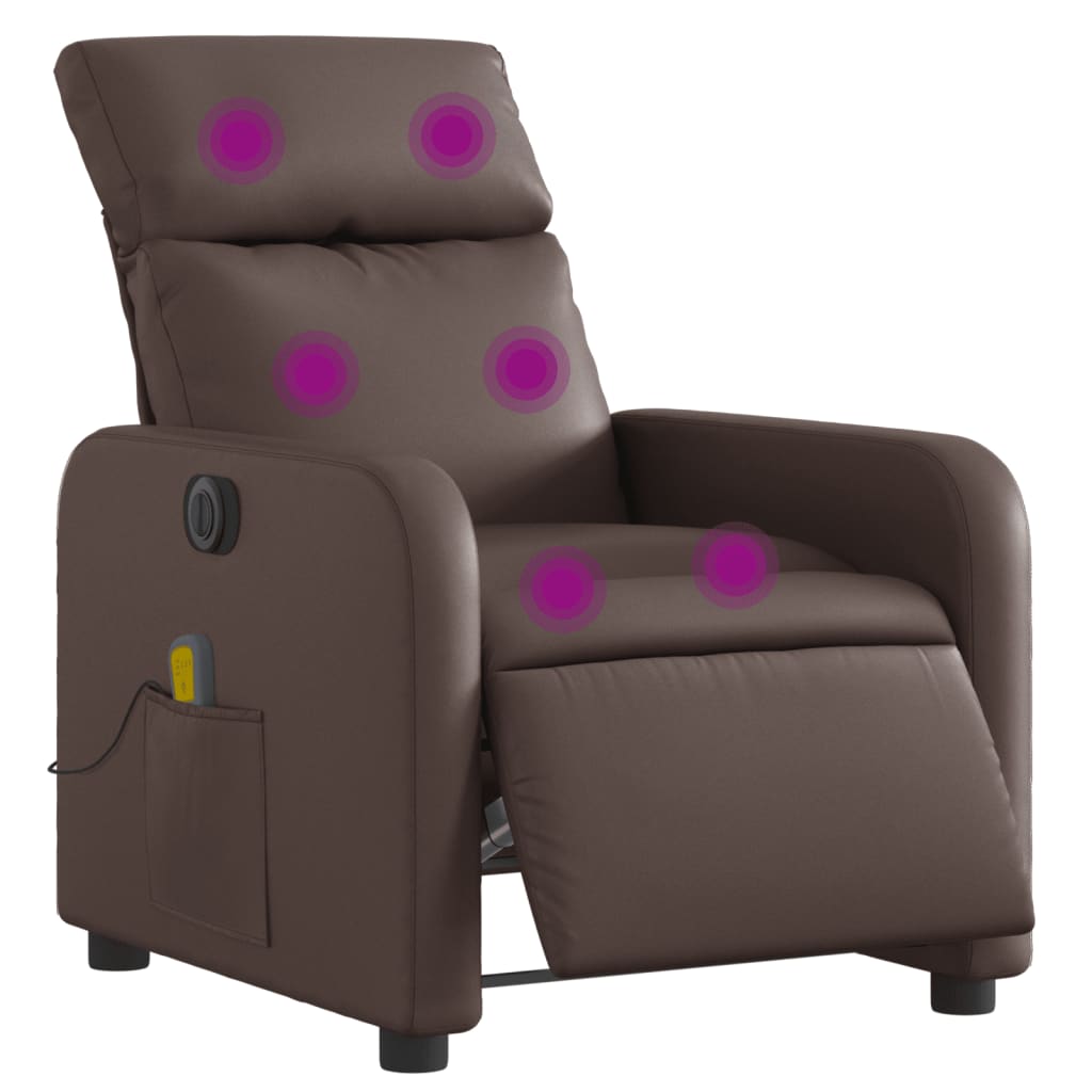 Fauteuil de massage inclinable électrique marron similicuir Fauteuils vidaXL   