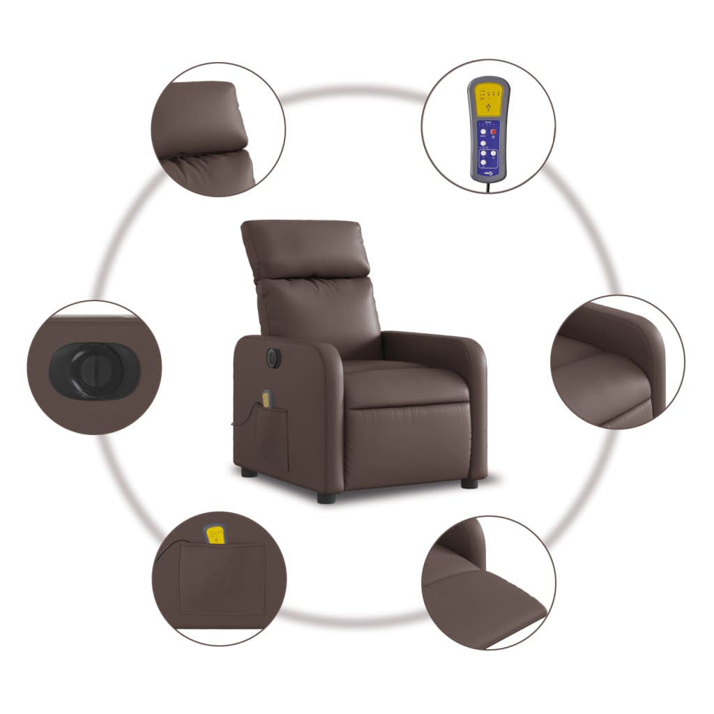 Fauteuil de massage inclinable électrique marron similicuir Fauteuils vidaXL   