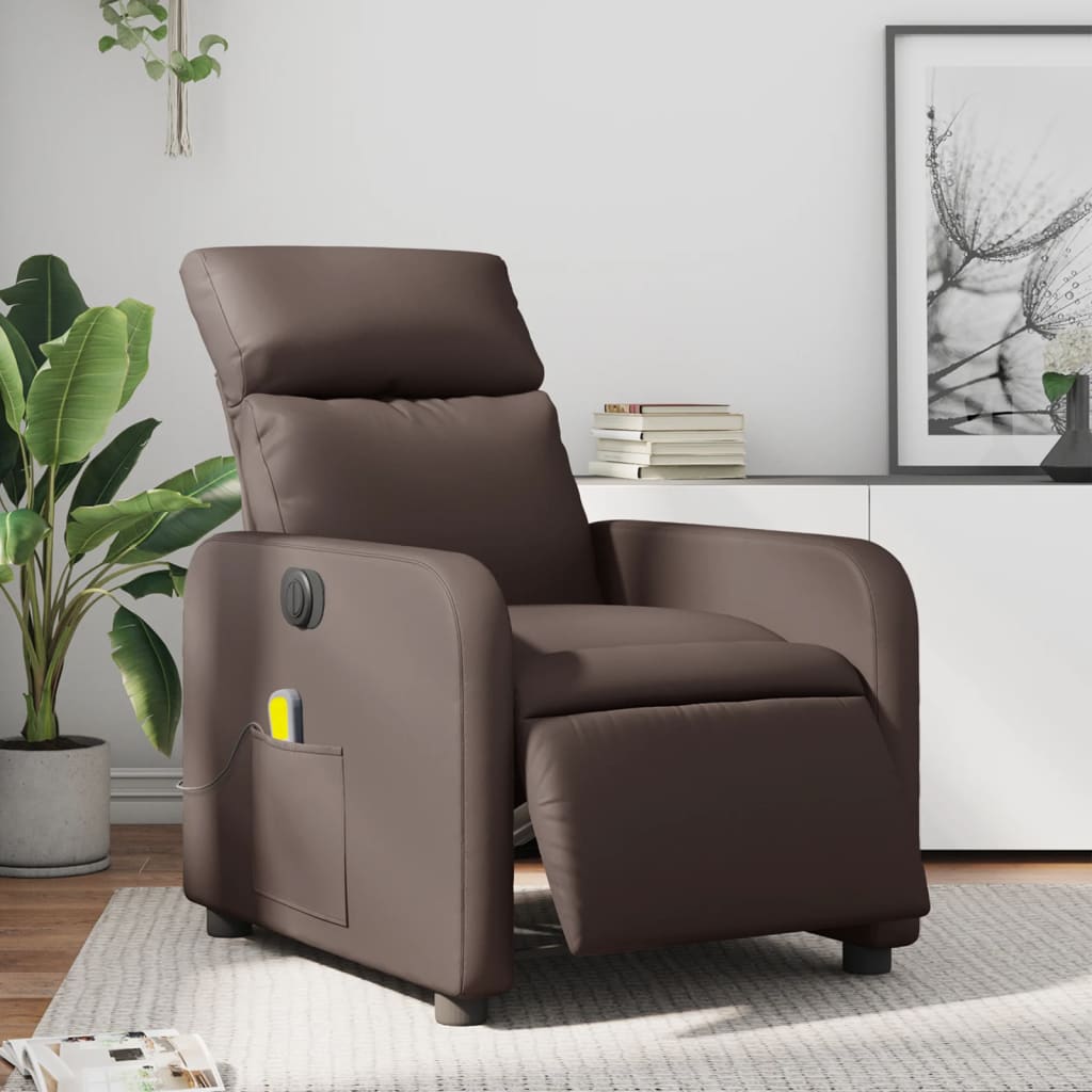 Fauteuil de massage inclinable électrique marron similicuir Fauteuils vidaXL   