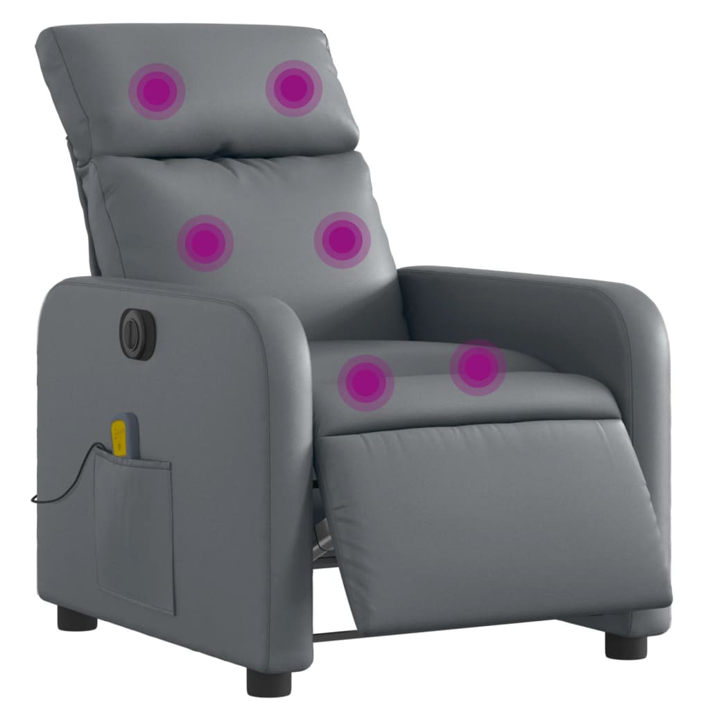 Fauteuil de massage inclinable électrique gris similicuir Fauteuils vidaXL   